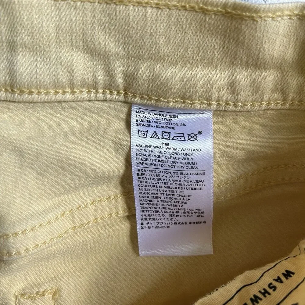 Banana Republic Jeans Size 33/16 High Rise Wide Leg Crop Pale Citrus Yellow